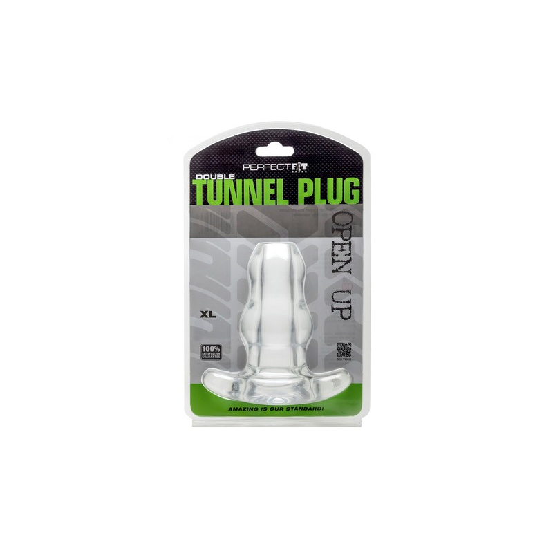 double tunnel plug extra large 14 x 78 cm transparent 1