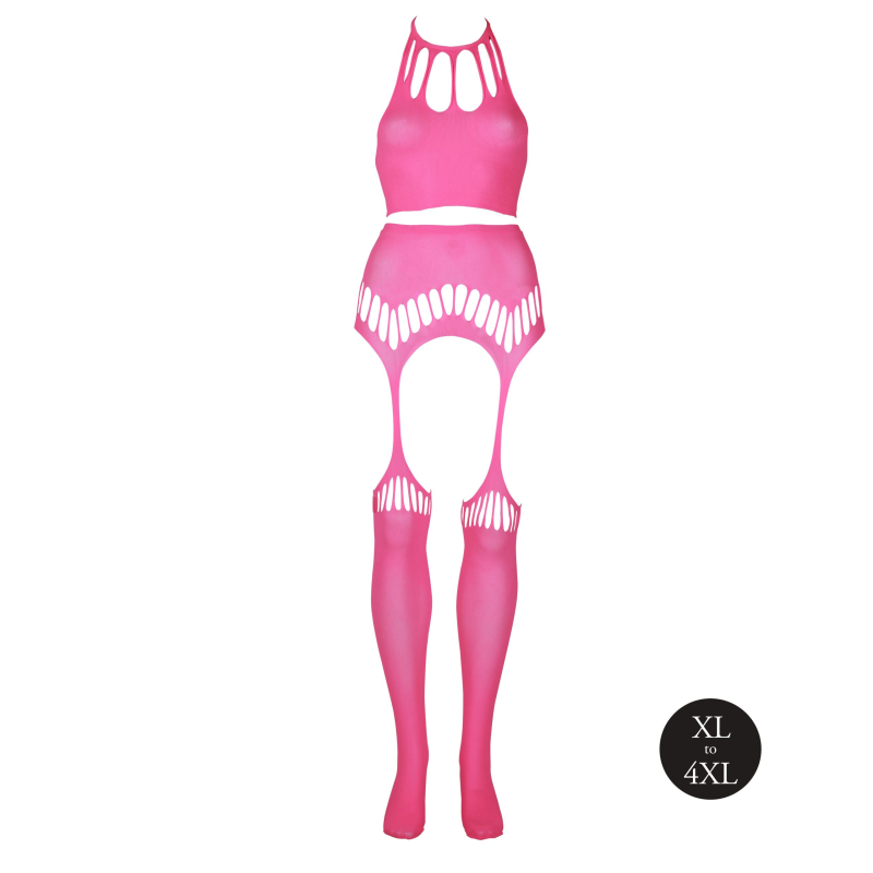 ensemble bustier dos nu et porte jarretelles 2 pieces rose fluo 12 scaled