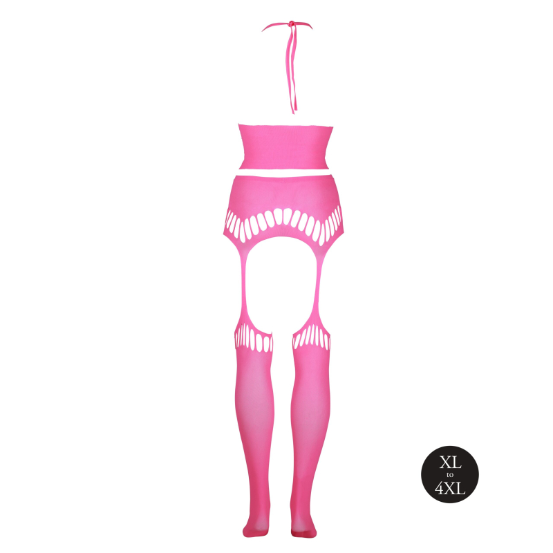 ensemble bustier dos nu et porte jarretelles 2 pieces rose fluo 13 scaled