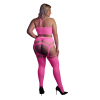 ensemble bustier dos nu et porte jarretelles 2 pieces rose fluo 3 scaled
