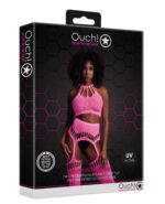 ensemble bustier dos nu et porte jarretelles 2 pieces rose fluo 4 scaled