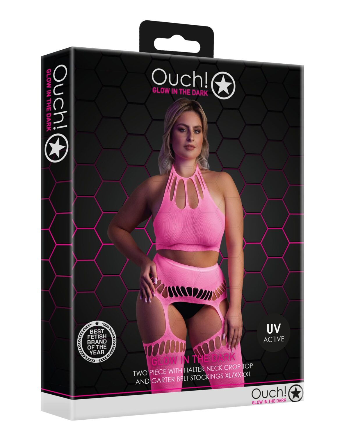 ensemble bustier dos nu et porte jarretelles 2 pieces rose fluo 5 scaled
