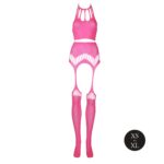 ensemble bustier dos nu et porte jarretelles 2 pieces rose fluo 6 scaled