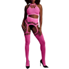 ensemble bustier dos nu et porte jarretelles 2 pieces rose fluo scaled
