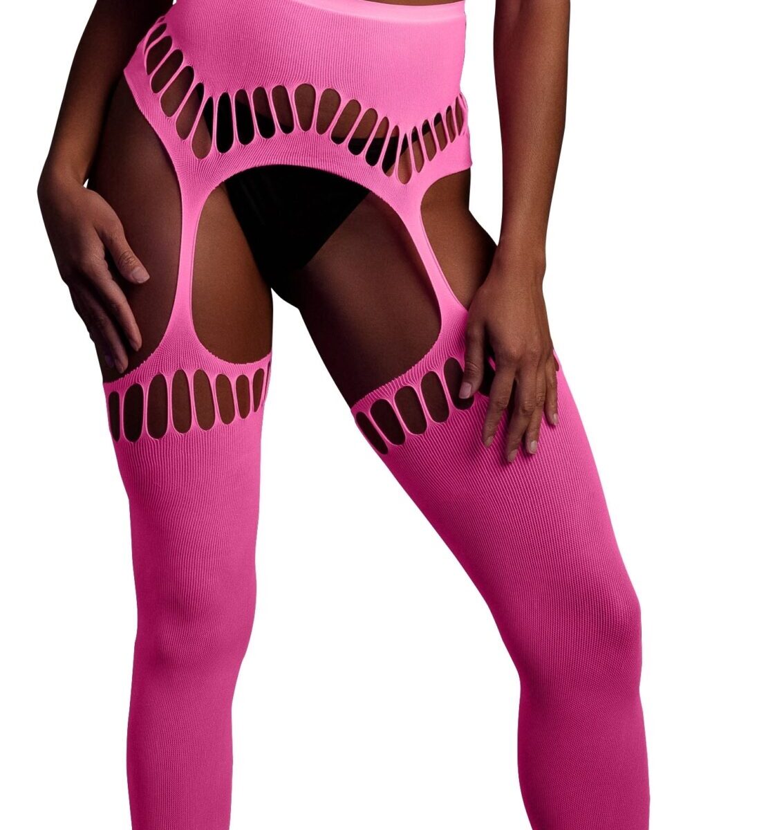 ensemble bustier dos nu et porte jarretelles 2 pieces rose fluo scaled