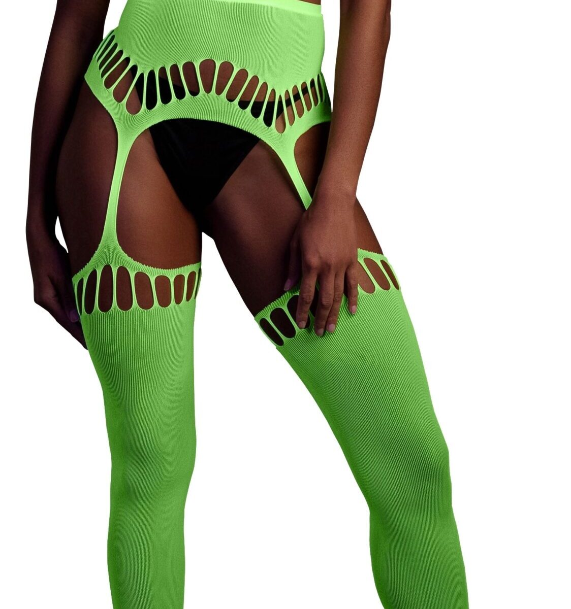 ensemble bustier dos nu et porte jarretelles 2 pieces vert fluo scaled