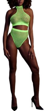 ensemble bustier et culotte filet vert fluo scaled
