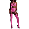 ensemble bustier et porte jarretelles 2 pieces rose fluo scaled