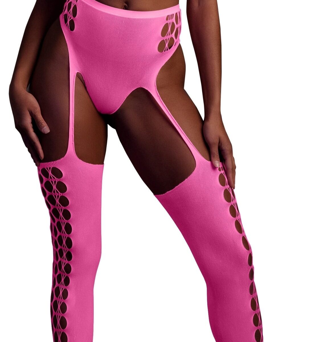 ensemble bustier et porte jarretelles 2 pieces rose fluo scaled