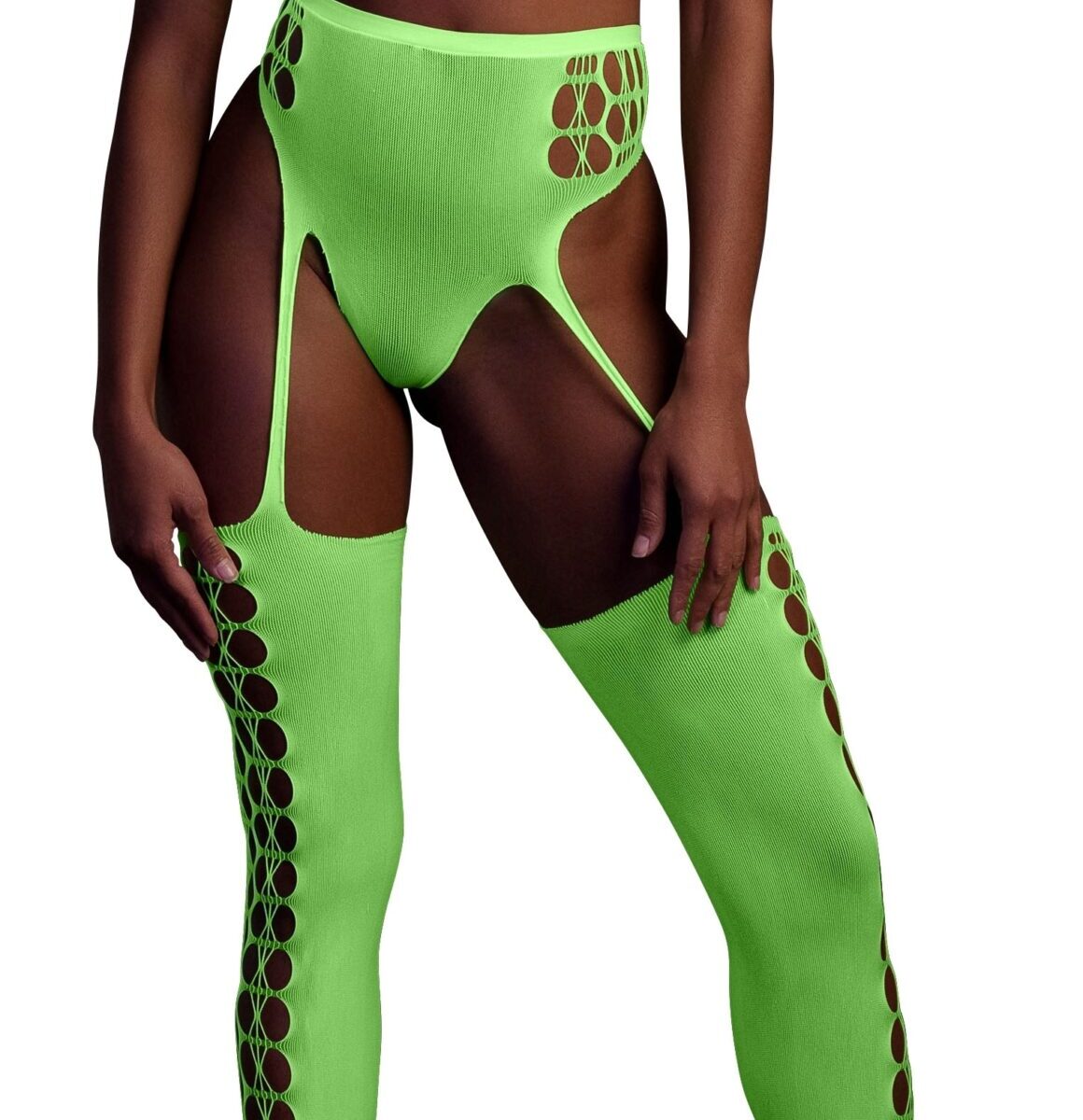 ensemble bustier et porte jarretelles 2 pieces vert fluo scaled
