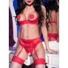 ensemble dentelle rouge seins nus 4