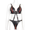 ensemble ouvert 2 pieces leathcrossed noir et rouge