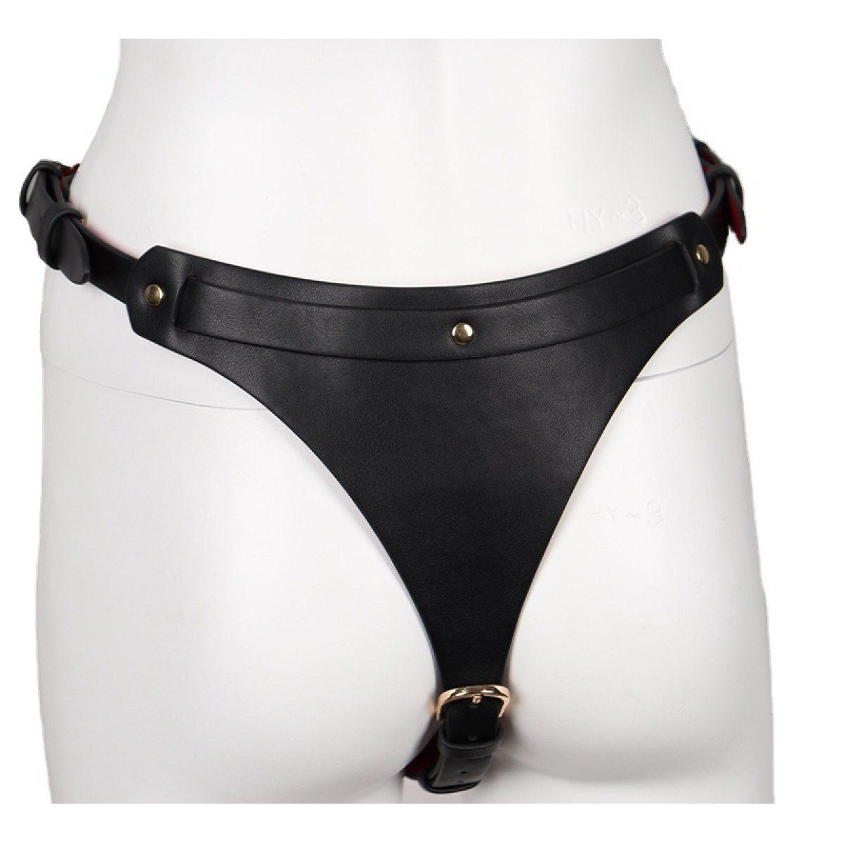 ensemble ouvert 2 pieces leathcrossed noir et rouge 3