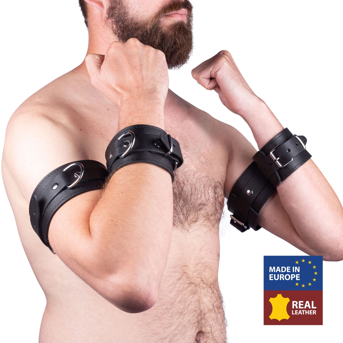 entraves en cuir brasavant bras