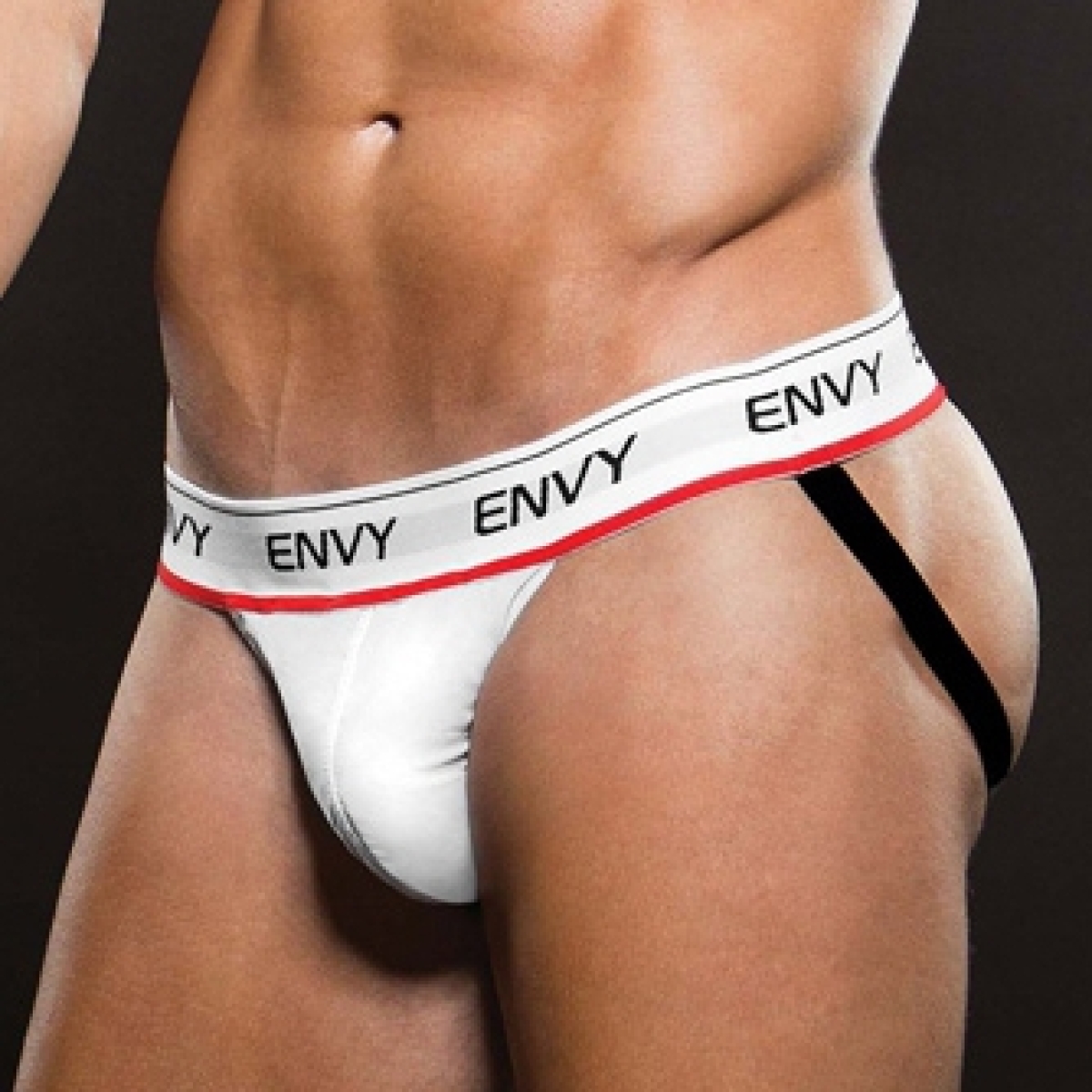 envy logo elastic low rise mesh jock white s m