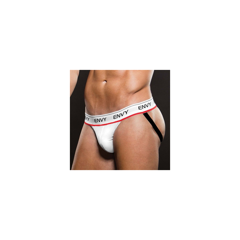 envy logo elastic low rise mesh jock white s m
