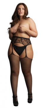 fishnet and lace garterbelt stockings black osx 2