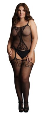 fishnet and lace suspender bodystocking 2