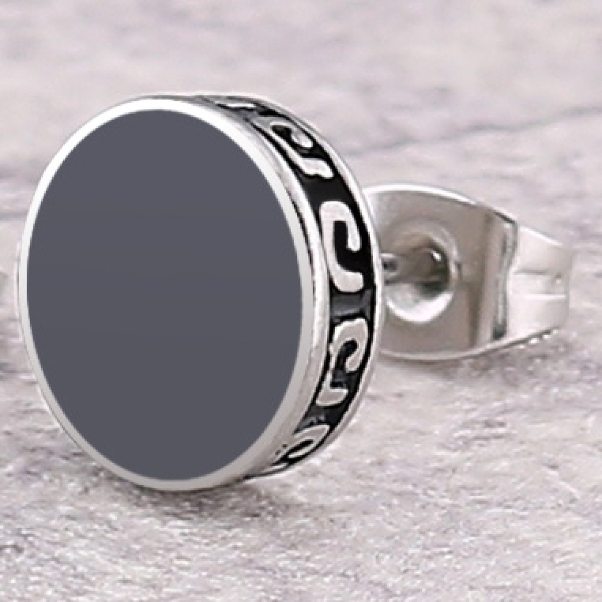 flat ethnic barbell ear stud black 1