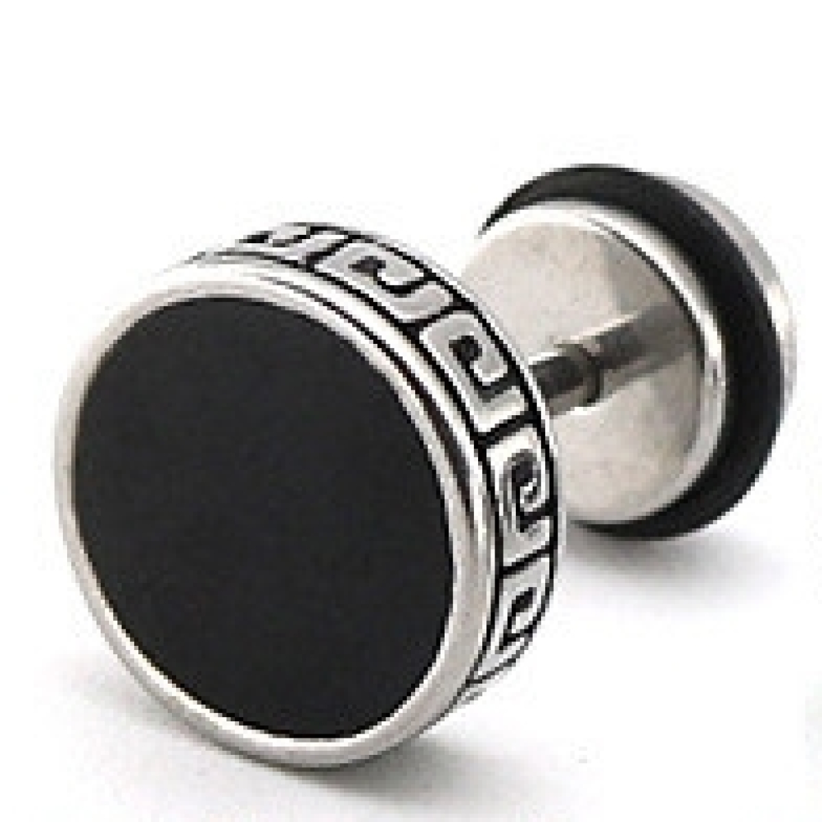 flat ethnic barbell ear stud black