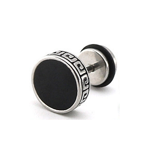 flat ethnic barbell ear stud black