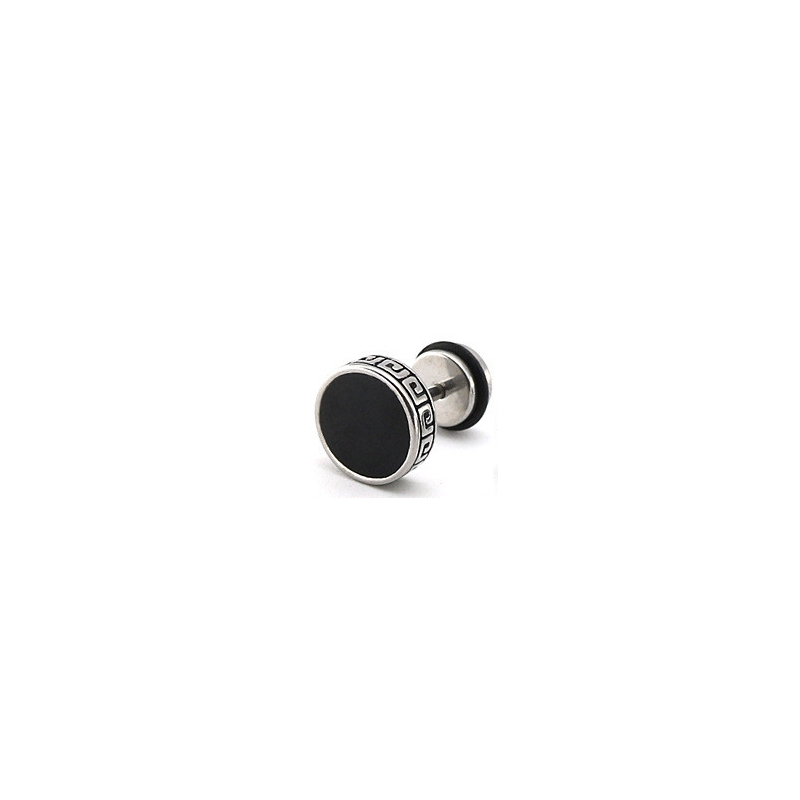 flat ethnic barbell ear stud black