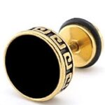 flat ethnic barbell ear stud gold