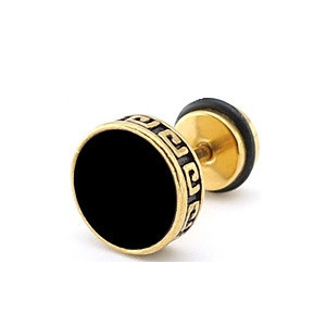 flat ethnic barbell ear stud gold