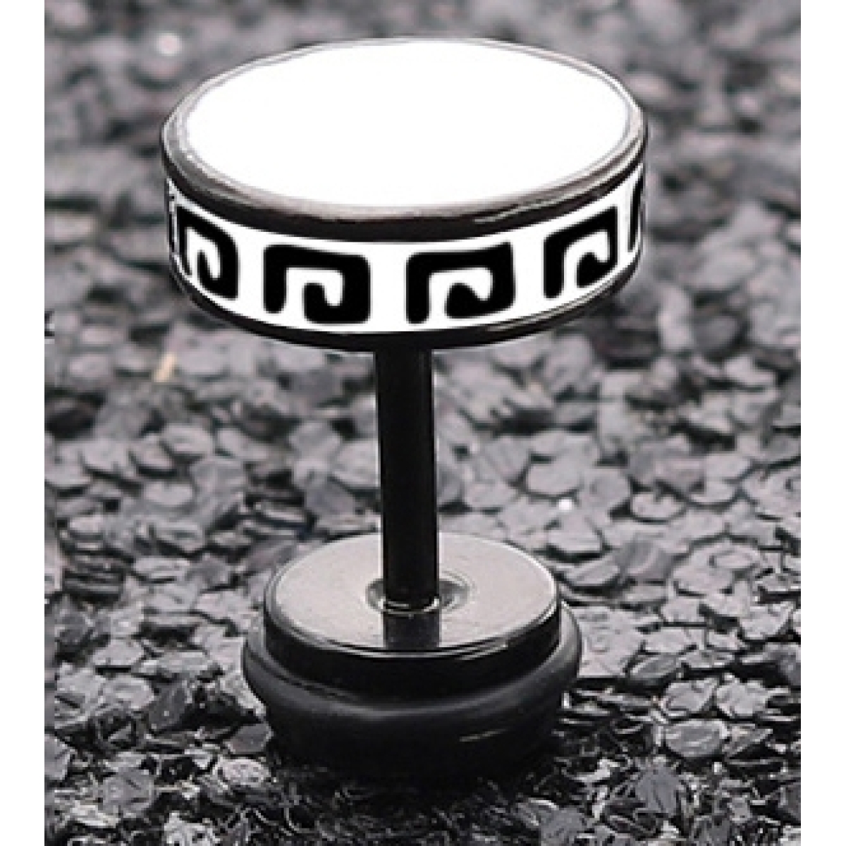 flat ethnic barbell ear stud grey 1