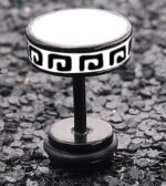 flat ethnic barbell ear stud grey 1