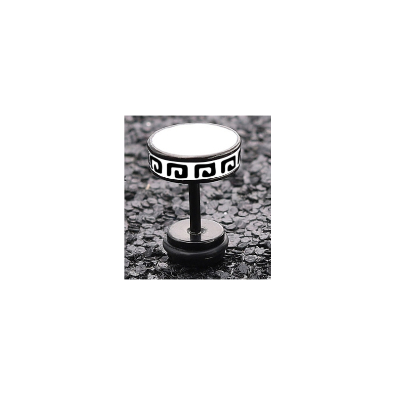 flat ethnic barbell ear stud grey 1
