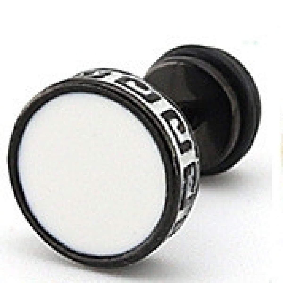 flat ethnic barbell ear stud grey