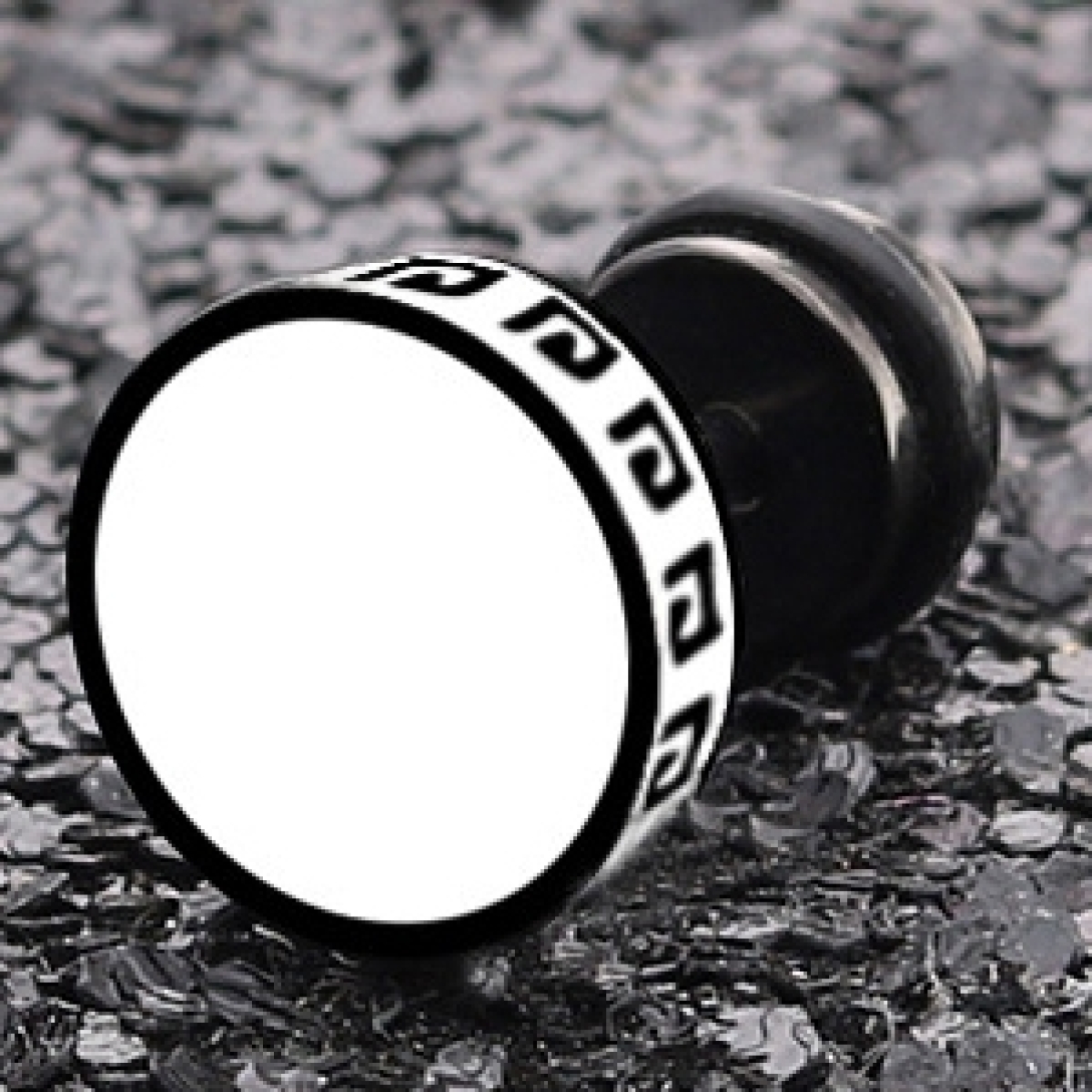 flat ethnic barbell ear stud grey 2