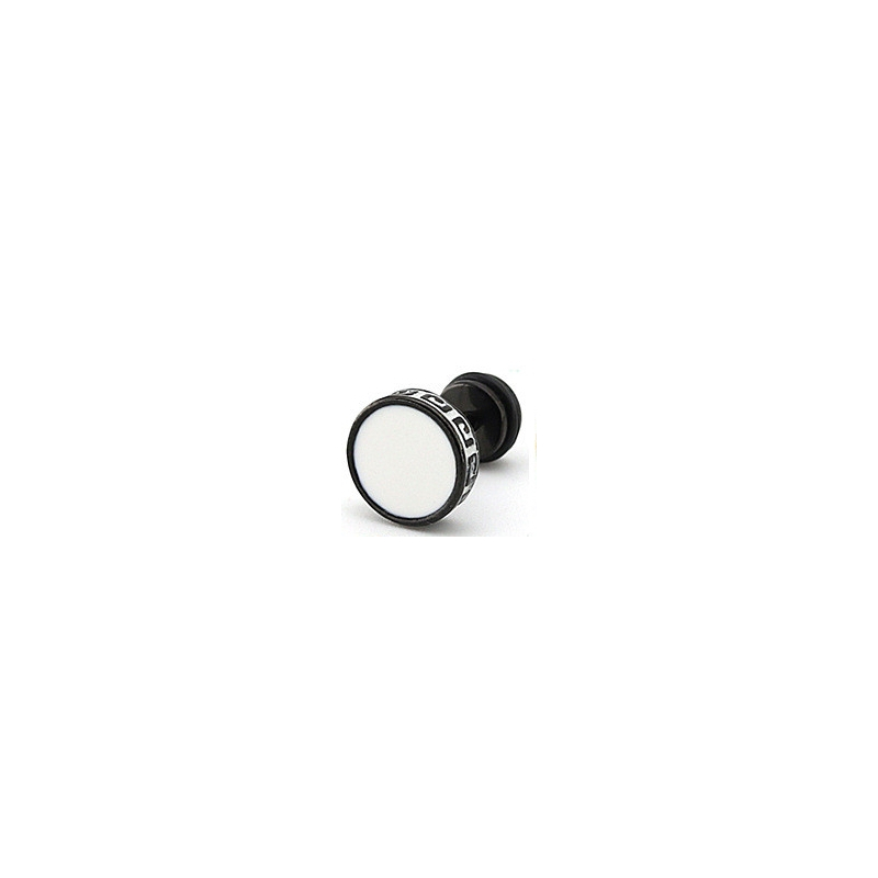 flat ethnic barbell ear stud grey