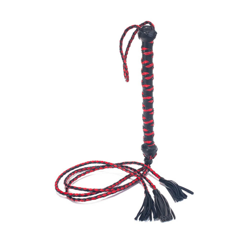 fouet triple lanieres 50cm noir rouge