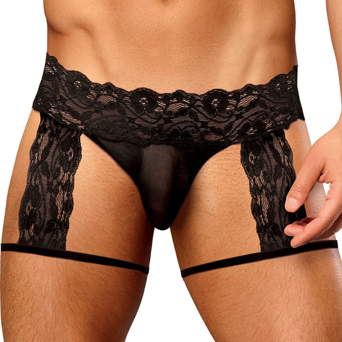 g string garter scandal lace noir scaled