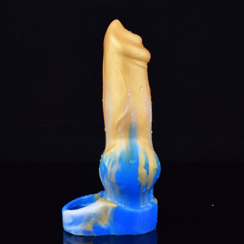 gaine de penis dog yorky 17 x 6cm bleu jaune