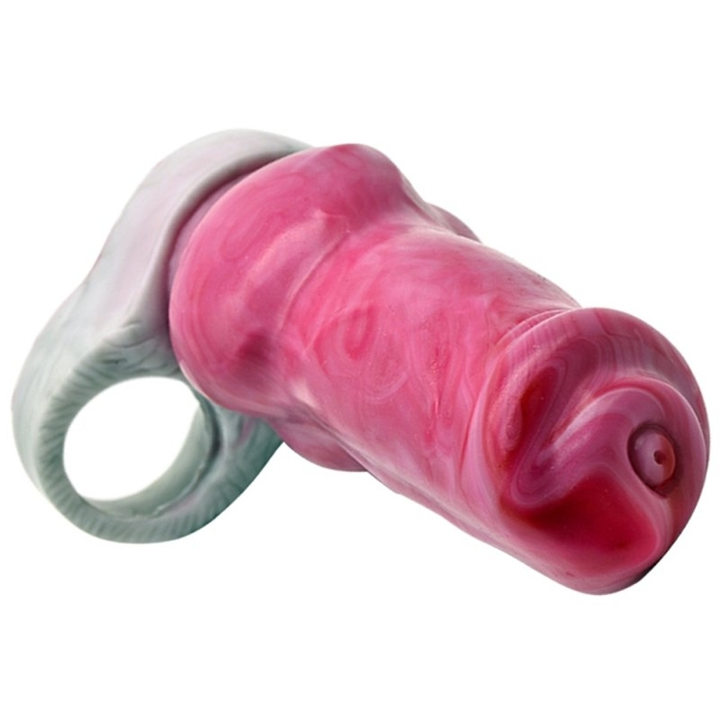 gaine de penis dog yorky 17 x 6cm rose gris 1