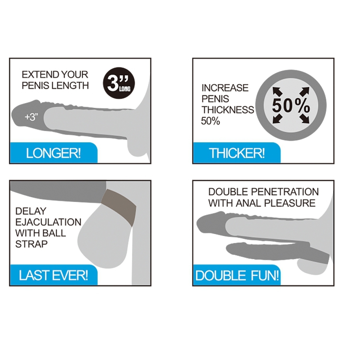 gaine de penis double penis 19 x 5 cm 3