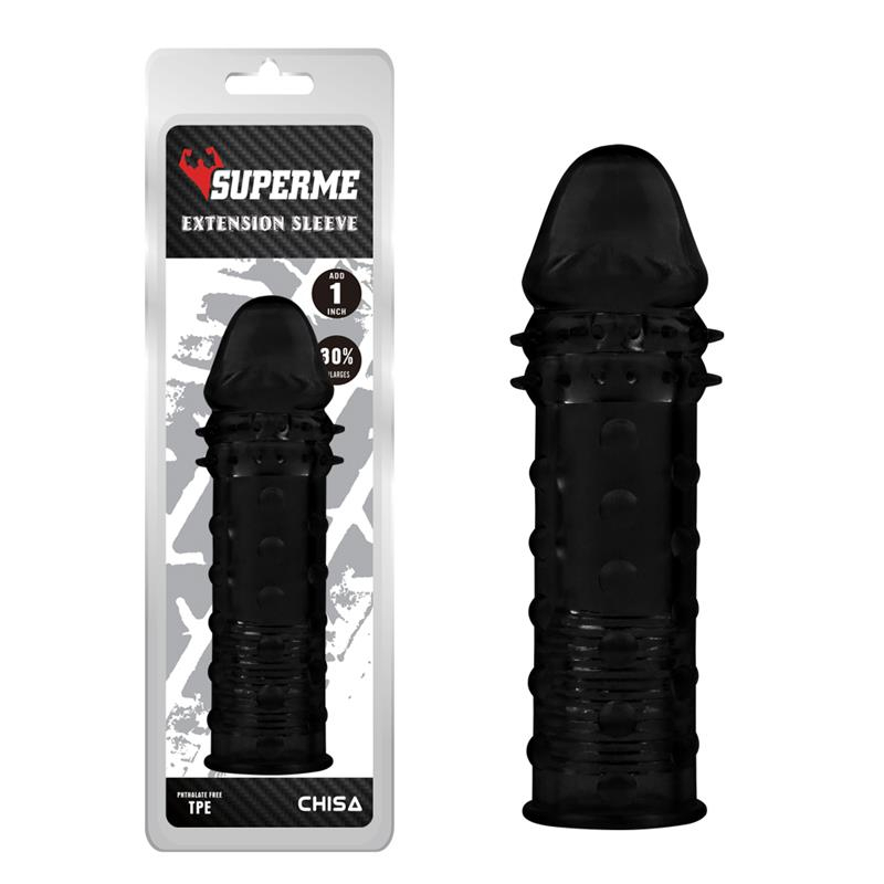 gaine de penis extra texture 16 x 45cm noire 1 1