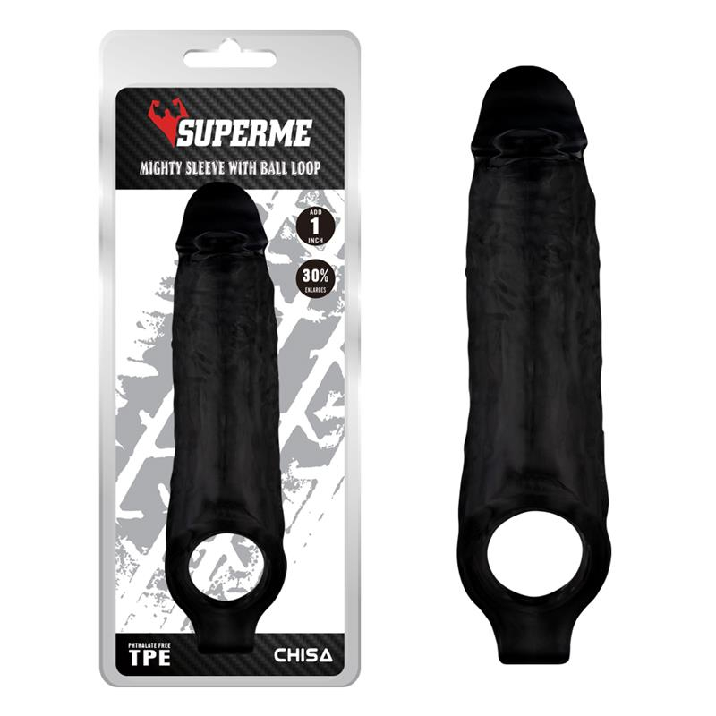 gaine de penis mighty 15 x 45cm noire 1