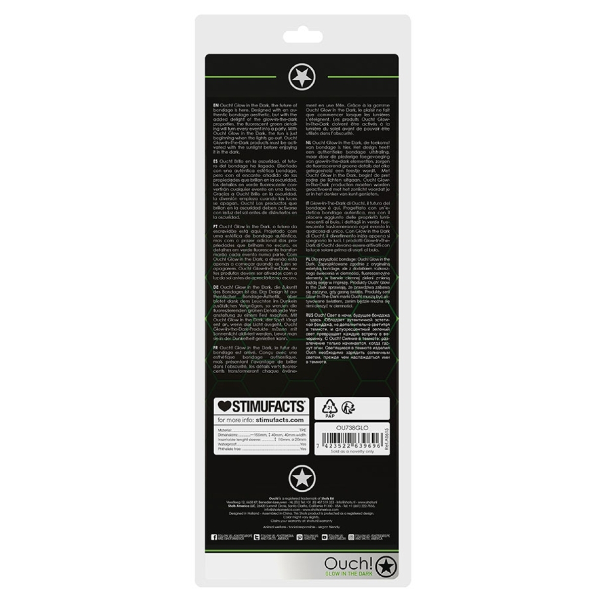 gaine de penis phosphorescente smooth strong glow 12 x 45cm 5