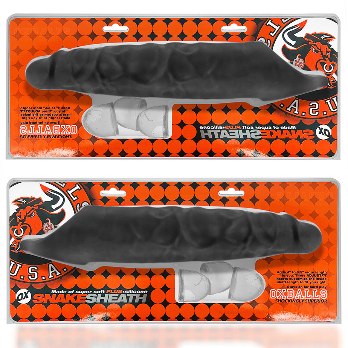 gaine de penis snake 21 x 55 cm noire 1