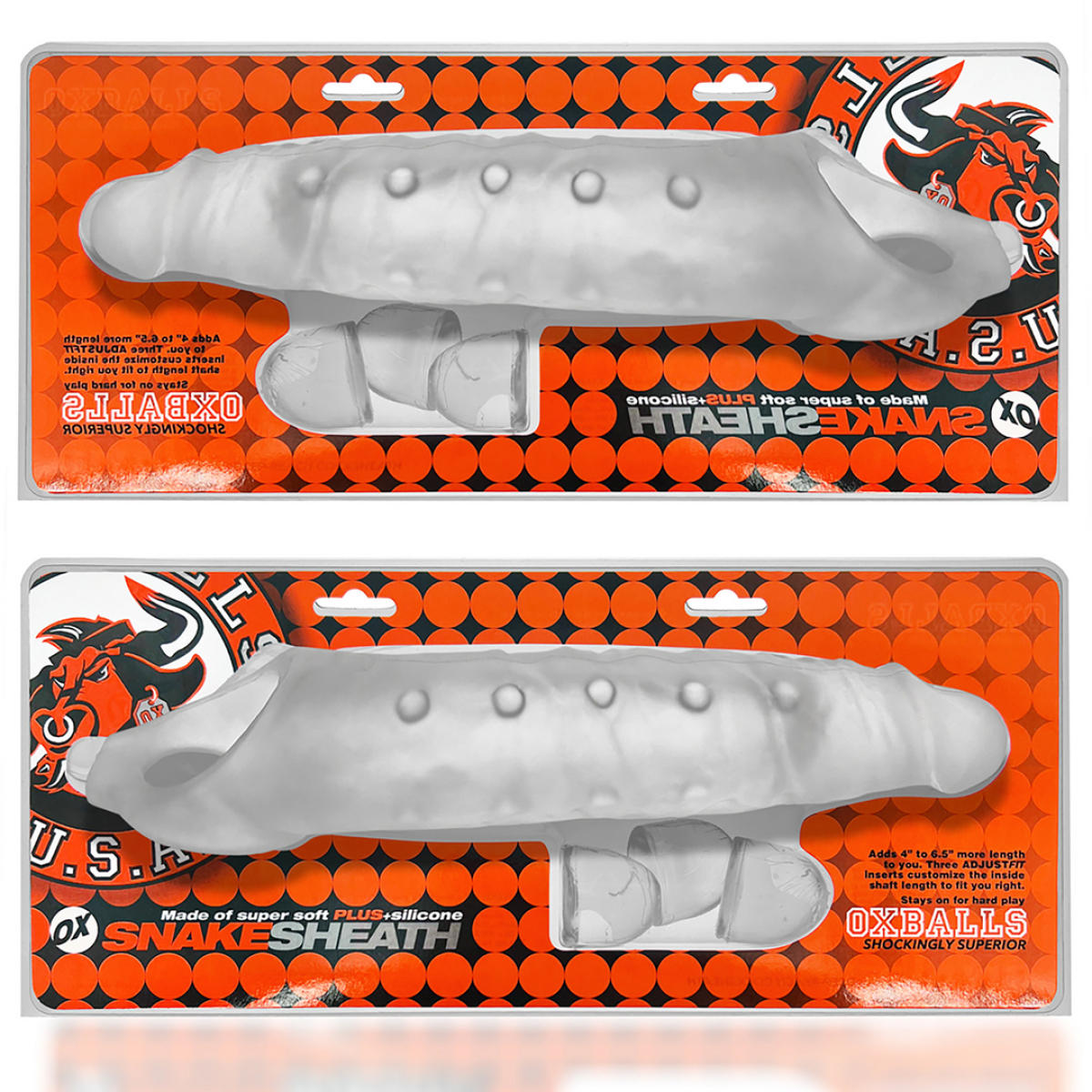 gaine de penis snake 21 x 55 cm transparente 1