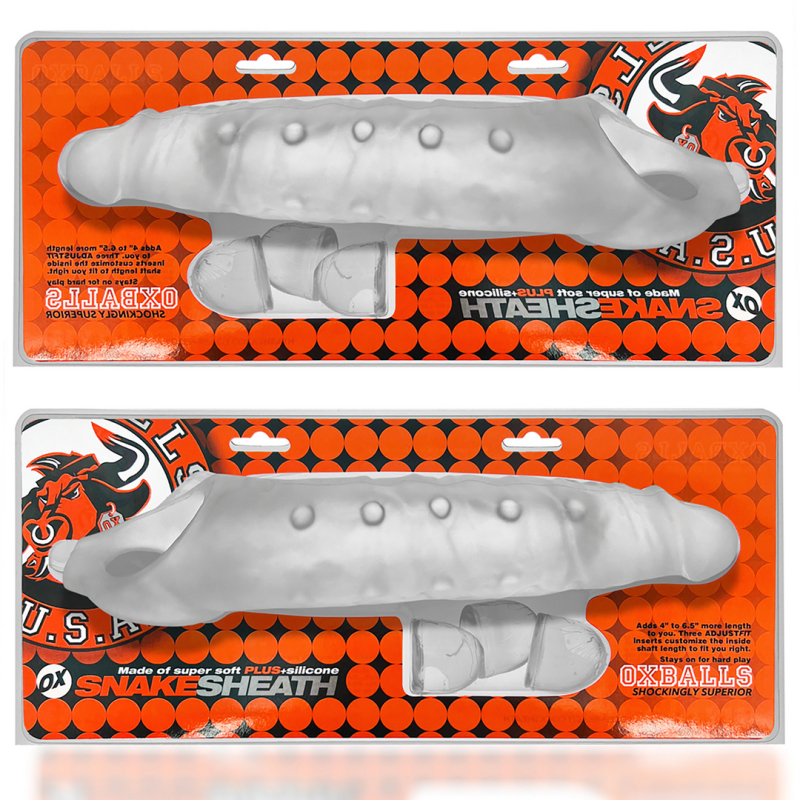 gaine de penis snake 21 x 55 cm transparente 1