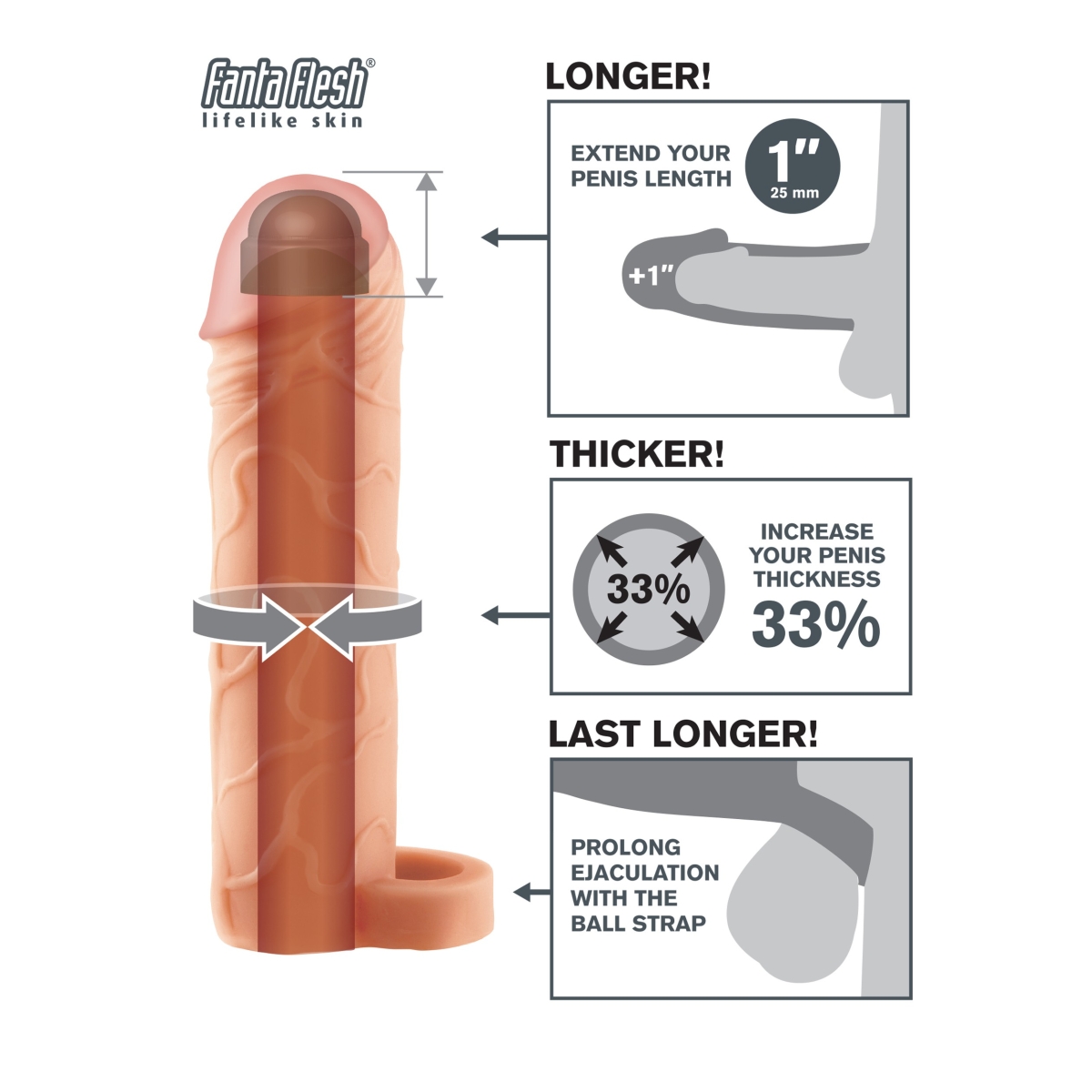 gaine pour le penis perfect x tensions 16 x 45cm 3