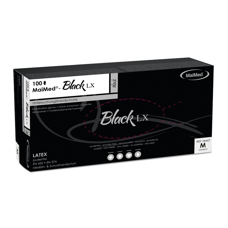 gants en latex non poudres black lx noir x100 1