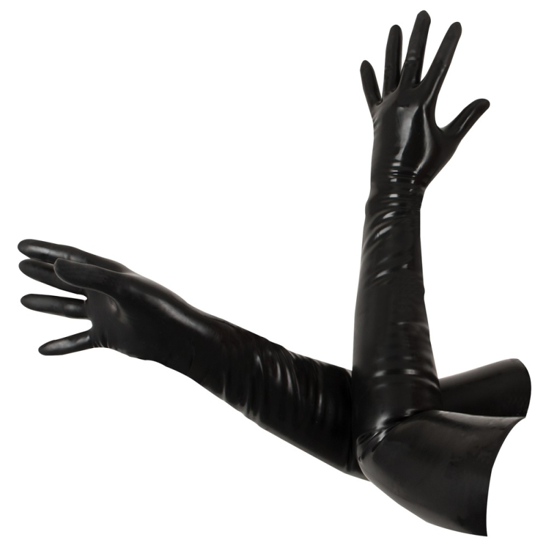 gants longs en latex tenue bdsm noirs 3