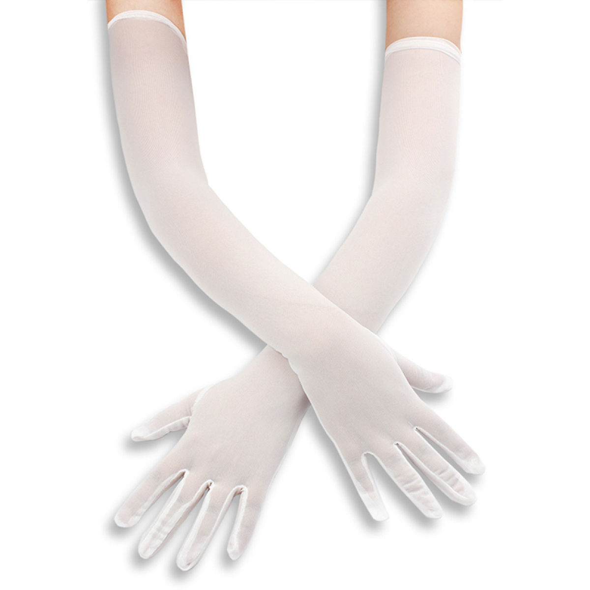 gants longs mesh gloves 50cm blancs