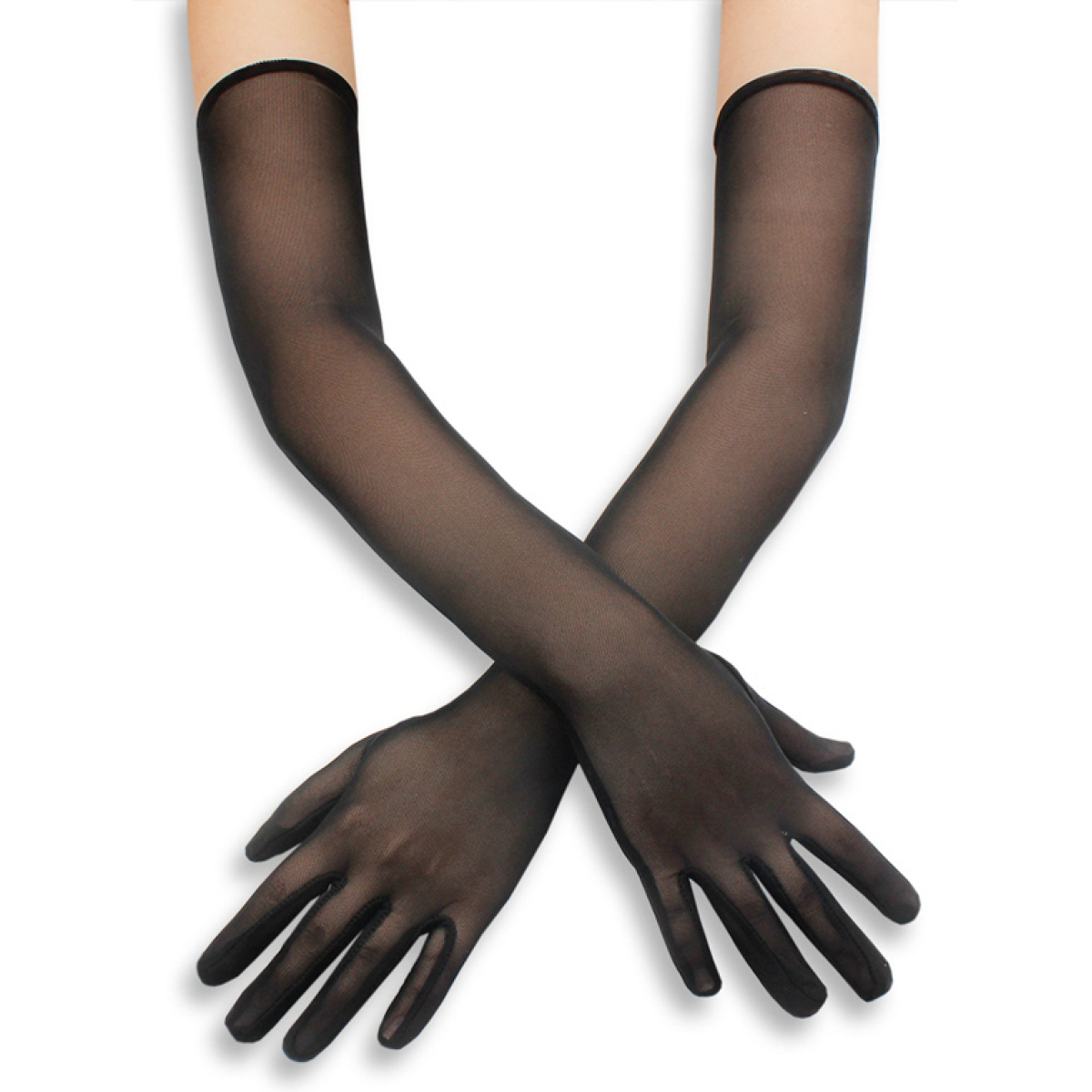 gants longs mesh gloves 50cm noirs